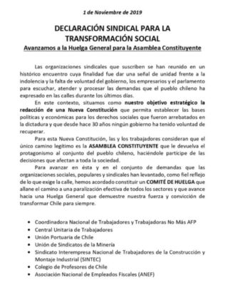 Trade-union declaration for social transformation