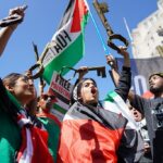 Rally in London to commemorate the Nakba and to protest the Israeli Army murder of Al Jazeera journalist Shireen Abu Akleh while she was covering their raids on the West Bank town of Jenin in May 2022.