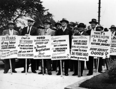 UAW Ford workers demand pensions, 1949.